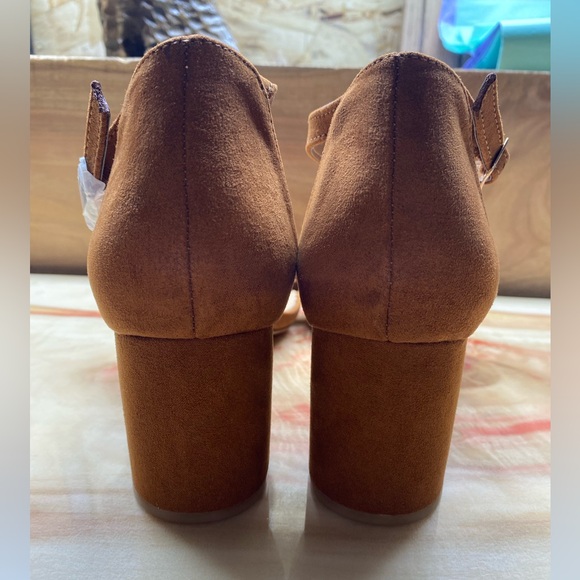 Bamboo Faux Suede Low Chunky Heel - Picture 6 of 10